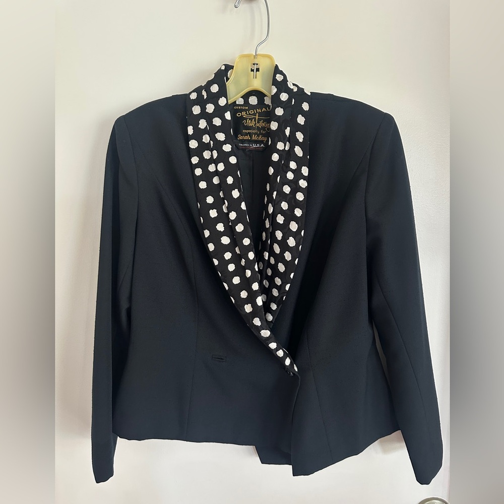 Custom Tailored Black Polka Dot Women's Blazer